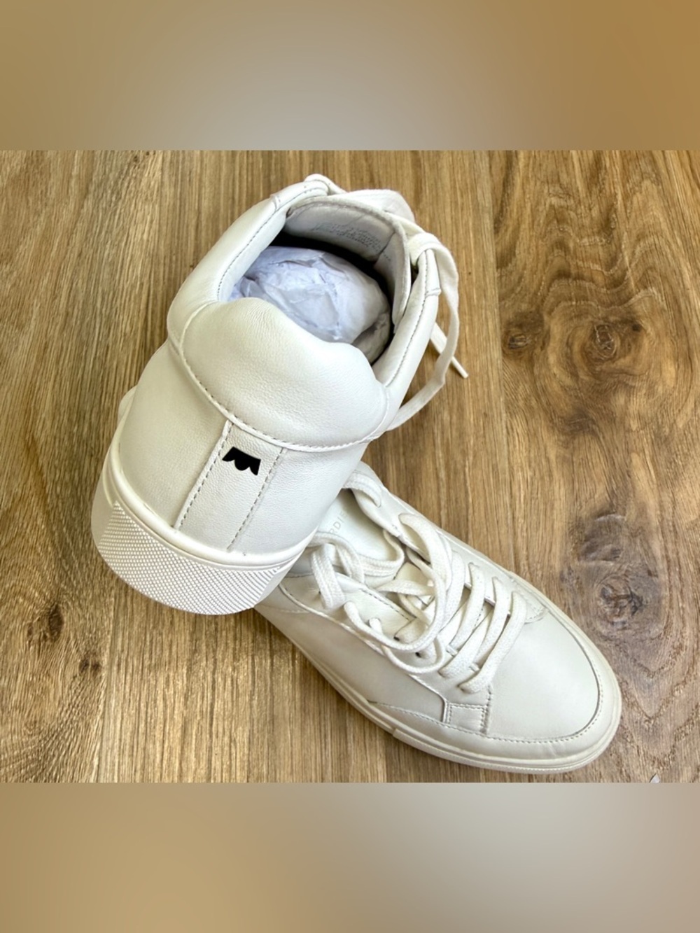 Birdies White Leather Lace-Up Sneakers Size 8 Minimalist - Picture 9 of 9